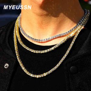 Nowy 4mm Iced Out Tenis Bransoletka Naszyjnik Mężczyźni Łańcuch tenisowy Moda Hip-Hop Biżuteria Kobiety 16/18/20/24 / 30inch Choker Chain Prezent AA220315