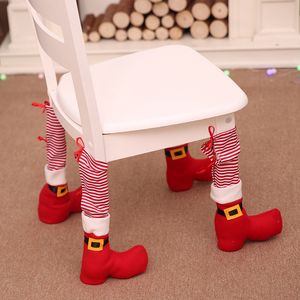 Christmas Chair Foot Cover Red Striped Restaurant Table Foots Houseware Tables Chairs Protective Covers Xmas Decoration Supply BH4272 TYJ