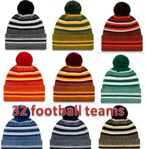 Şapka fabrikası doğrudan yeni varış kenar çizgisi beanies şapkalar Amerikan futbol 32 takımlar spor kış yan çizgi örgü kapaklar Beanie örme307r