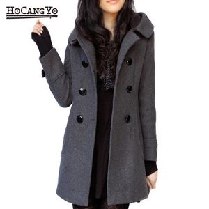 Women's Wool & Blends Winter Women Long Coats 2021 Hooded Cashmere Woolen Cotton And Jackets Casual Slim Plus Size Coat