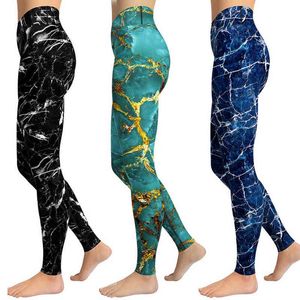 All-match Trousers Gym Leggings Women Yoga Clothing Pants Black Marble Female Strechy Jeggings Femme Fashion Fitness Suits S~2XL H1221