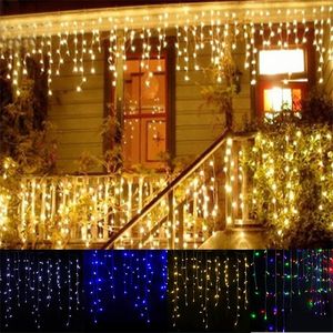 Girlande Weihnachten LED Vorhang Eiszapfen String Fairy Light 5M 96LEDs Droop 0,3-0,5M Outdoor Urlaub Party luces led decor Y201020