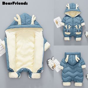 2020 neugeborenes Baby Mädchen Kleidung Winter Schneeanzug Plus Samt Dicke Baby Jungen Overall 0-3 Jahre Strampler Junge Overalls Kleinkind Mantel LJ201007