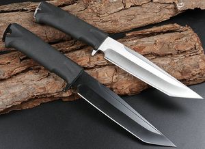 新しいロシアサバイバルストレートナイフ65x13スチールタントポイントブレードガラス入りナイロンハンドル革シース付きナイフ