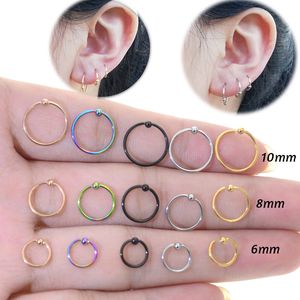 2ST Gefälschte Piercing Nase Lippen Hoop Ringe Ohrringe Goldene Rose Kugelkörper Schmuck Stahl Fake Nose-Nasen-Ring-Schleife Piercing