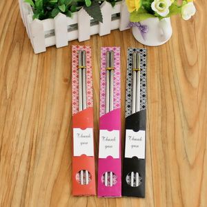 100Pairs/lot 200pcs East Meets West Stainless steel chopsticks Chinese style wedding Wedding / Function favors gifts express Free shipping L