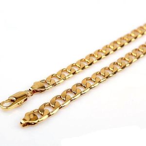 23.6" Solid 18k Yellow Gold Filled Womens Mens Necklace Cuban Chain