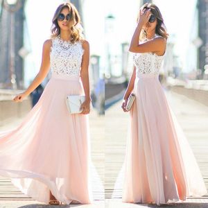 Casual Sukienki Kobiety Boho Koronki Kwiat Haft Maxi Dress 2022 Lato Panie Bez Rękawów Hollow Out Long Sundress Beach Evening Party