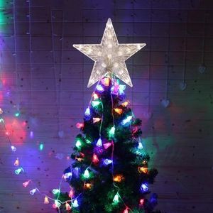 Sznurki Choinka Top Xmas LED Star Night Light Decor Five-Point Lampa do świecącego Wedding Fairy Room Outdoor Girland