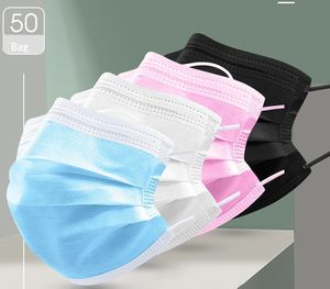 100pc Black Designer Mask White Pink Blue Face Mouth Protective breathing Non Woven Masks For Adult Children Baby