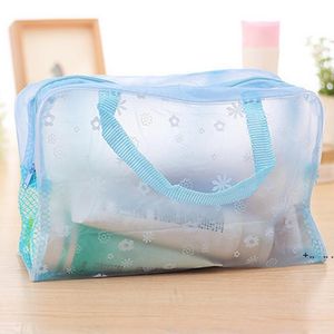 Travel Portable Transparent Cosmetic Bag Waterproof Makeup Bag Wash Bag Fashion Floral Cosmetic Storage Bags Organizer Bags CCE13256