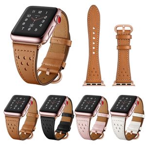 Fibbia in oro rosa cinturino in pelle genuina compatibile per Apple Watch Series 1 2 3 4 5 6 7 8 SE Smart Sport Accessori per bracciali sportivi 38mm 42mm 42 mm 44 mm