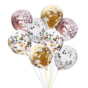 Sequin Flash Color Paper Craps Прозрачный латекс Balloon Party поставляет свадебные комнаты украшения на день рождения 12 дюймов