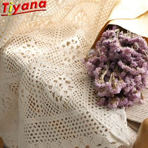 Modern Openwork Lace Curtain for Living Room Beige/White Knit Hollow out Window Drapes for Balcony Can Be TableCloth X-#40 LJ201224