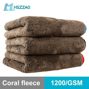 Wash 1200GSM Detailing Microfiber Towel Cleaning Drying Thick Washing Rag for Cars Kitchen Car Care Cloth 201021