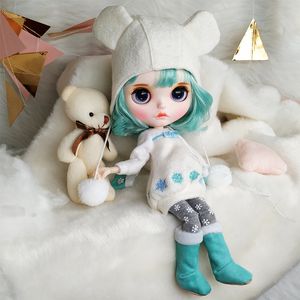 Blyth ICY DBS 1/6 Gelenkkörperpuppe Schneeset Kleidung einschließlich Kleid Leggings Hut Schuhe Handschuh Soutfits Geschenk LJ201031