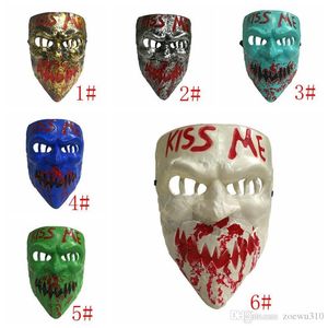 Ny Kiss Me Skräckmask Läskig Halloween-mask Helansiktsskräck Devil Maskeradmasker Halloween Cosplay rekvisita Festtillbehör WVT0946