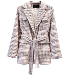 Herbst mode Neue Design Lila Tweed Jacke Frauen einreiher oberbekleidung 201112