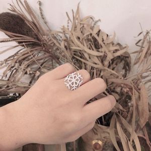 Cluster Rings Kofsac Marendy Отличное 925 Серебряное кольцо для женщин для женщин блестящие цирконы снежинки подарки подарки рождественские аксессуары1