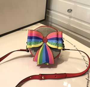 Çocuklar Çanta Sevimli Ilmek Çanta Yuvarlak Cüzdan Baskı Deri Mini Kızlar için Crossbody Çanta En Kaliteli