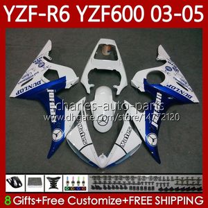 Motorradverkleidungen für Yamaha YZF-R6 YZF600 YZF R 6 600 CC YZFR6 weiß blau 03 04 05 Karosserie 95No.109 YZF R6 600CC 2003 2004 2005 Verkleidung YZF-600 03–05 OEM Body Kit