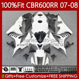 Carenature per stampaggio ad iniezione bianco lucido per HONDA CBR 600CC 600 RR CC F5 600F5 2007 2008 Corpo 70No.77 CBR-600 CBR600 RR CBR 600RR 07-08 CBR600F5 CBR600RR 07 08 Carrozzeria OEM