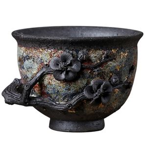 Wholesale tea rock resale online - Antique Plum Blossom Tea Master Cup Pure Handmade Old Rock Mud Firewood Tea Single Bowl