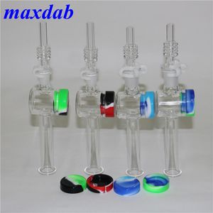 10mm 14mm Glass Nectar Collectors Pipe Kit hookah with 7.5 Inch Silicone Container Reclaimer Keck Clips Quartz Tip