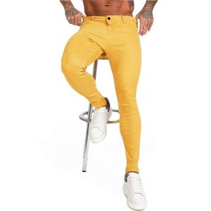 2020 Men's Stretch Skinny Solid Jeans 4 Color Casual Slim Fit Denim Trouser Male Yellow Red Gray Pants Male Slim Trousers