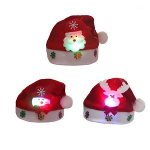 Decorazioni natalizie 2021 Fancy Shinning LED Cappello di Natale Cappelli per bambini adulti Party Night Babbo Natale con intarsiato Claus Deer Snowman1