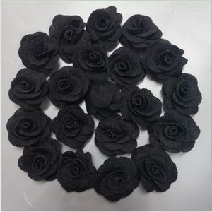 Saç Için Siyah Çiçekler toptan satış-Dekoratif Çiçekler Çelenk adet torba Siyah El Yapımı Dia cm Ipek Gül Yapay Çiçek Düğün Buket Dekorasyon Için DIY Saç Accesso
