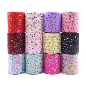 Laser Sequin Glitter Tulle Rolls Lace Fabric Exquisite Polyester Sparkling Ribbon Trim for Table Runner Chair Sash Bow Tutu Skirt Sewing Crafting Wedding Party Gift