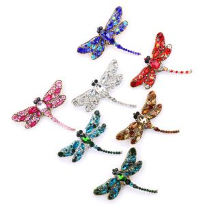 Jewelry Brand Arrival Assorted Colors Large Crystal Dragonfly Insect Brooch Pins Fashion Dress Coat Accessories Jewelry