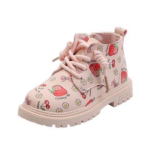2020 الخريف جديد فتاة مارتن أحذية الأطفال لطيف أحذية قصيرة الأميرة النمط البريطاني الطفل لينة أحذية الوردي LJ200911