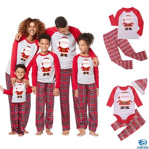 Familj matchande jul pyjamas pjs sätter barn vuxen xmas Sleepwear Nightwear kläder Familj Casual Santa Kläder uppsättning LJ201111