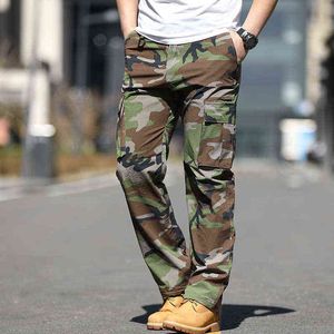 Mege Camouflage Lato Tactical Cargo Spodnie Wojskowe Szerokie Nogi Odzież robocza Odzież Casual Streetwear Szybkie Dry Spodnie bojowe H1223