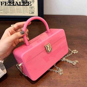 Borse per la spesa New Trendy Lock Fashion Woman Borse con manico corto Acrilico Luxury Party Evening Women Makeup Box Clutch Purse 220304