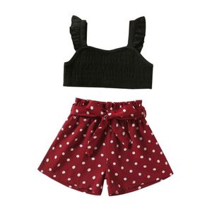 Reggicalze tinta unita per neonate + pantaloncini a pois Set abbigliamento casual per bambini estate boutique per bambini