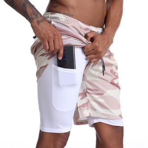 Gitf no logo palestre shorts uomini che corrono pantaloncini da uomo a doppio piano fitness bodybuilding a compressione trasparente asciugatura rapida