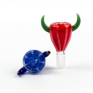wholesale 14mm 18mm bong Glass Bowl ox horn Thick Pyrex Male Smoking Accessories with Colorful Piece for Water Pipes oil