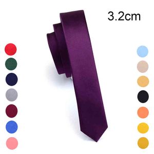Gusleson Super Slim Tie Slim 3cm cetim vermelho amarelo preto laços sólidos de moda artesanal Men skinny Coco de gravata estreita para festa de casamento y1229