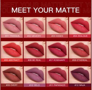 Nackter Lippenstift, mattes Make-up, wasserfest, rote Lippen, langlebig, Samt, Batom-Make-up, 12 Farben, Kosmetik, Großhandel