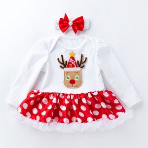 Lovely Girl Princess Dress Christmas Suit Set 21 Colors Long Sleeve Skirt Xmas Jumpsuits New Year Festival Clothes For 0- Kids LJ201223