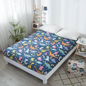 Bonenjoy Kids Bed Sheet Dinosaur Printed Fitted Sheet Queen Size Mattress Cover Protector Single Bed Sheet with Elastic 201113