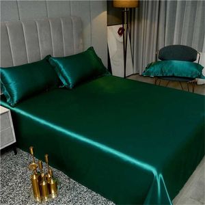 Doppelseitiges Bettlaken aus Eisseide, Doppelbett, Einzelbett, Sommerleinen, maschinenwaschbar, einfarbig 220112