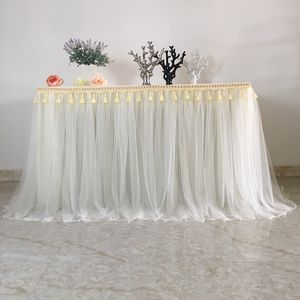 Home Tablecloth Dining Table Cover Table Cloth Tutu Dress for Wedding Reception Table Skirts Decoration Party Hotel Resturant T200707