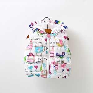 Abbigliamento per bambini Gilet per bambina Autunno Inverno Uccello Graffiti Giacca senza maniche Gilet per neonato