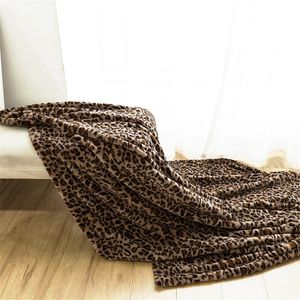 Leopard Print Modern European Double Ply Warm Soft Sofa Nap Blanket In Winter