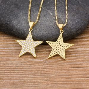 Hot Sale Star Shape Pendant Necklace For Women Girls Luxury Crystal Statement Necklace Copper ZirconLucky Chokers Jewelry Gifts