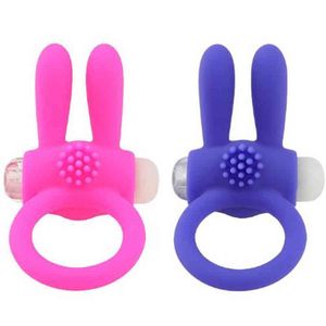 NXY Cockrings Elastic Rabbit Penis Vibrator Ring Delay Ejacualtion Sexleksaker för män Silicone Cock Vibrerande klitoris Stimulera 0215